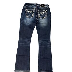 Miss Me Mid Rise Bootcut Jeans Size 29 32x30 Medium Wash Flap